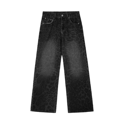 Black Leopard Denim Jeans